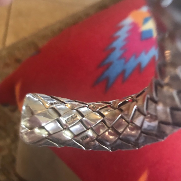 Sterling silver 950 basket weave handmade cuff. - Picture 5 of 9